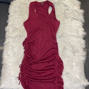 Express maroon colored V Neck sleeveless midi dress, size M